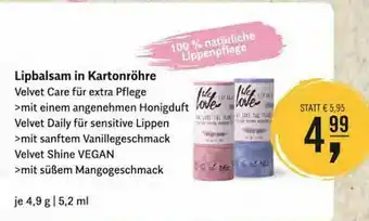 Reformhaus Bacher Lipbalsam In Kartonröhre Angebot