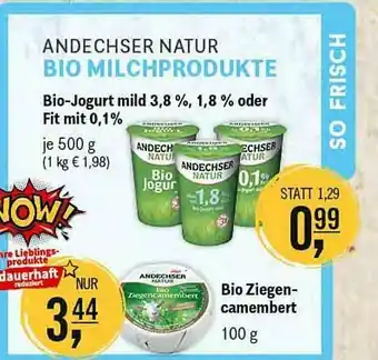 Reformhaus Bacher Andechser Natur Bio Milchprodukte Angebot