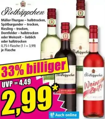 Norma Rotkäppchen Müller-Thurgau - halbtrocken Angebot