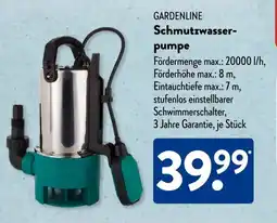 Aldi Süd GARDENLINE Schmutzwasser- pumpe Angebot