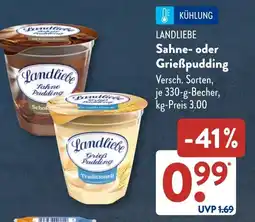 Aldi Süd LANDLIEBE Sahne- oder Grießpudding Angebot