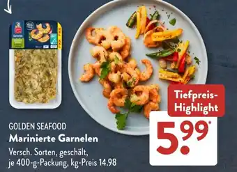 Aldi Süd GOLDEN SEAFOOD Marinierte Garnelen Angebot