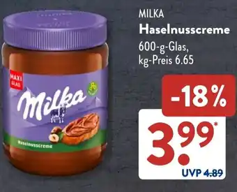 Aldi Süd MILKA Haselnusscreme Angebot