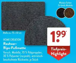 Aldi Süd HOME CREATION Rauhaar- Rips-Fußmatte Angebot