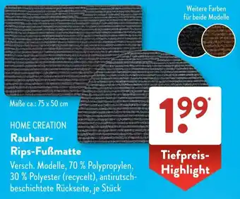 Aldi Süd HOME CREATION Rauhaar- Rips-Fußmatte Angebot