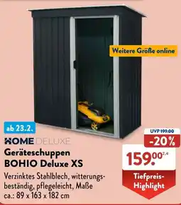 Aldi Süd HOME DELUXE Geräteschuppen BOHIO Deluxe XS Angebot