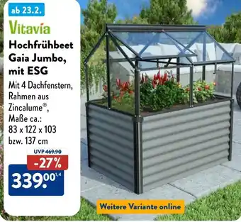 Aldi Süd Vitavía Hochfrühbeet Gaia Jumbo, mit ESG Angebot