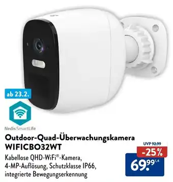 Aldi Süd Nedis SmartLife Outdoor-Quad-Überwachungskamera WIFICBO32WT Angebot