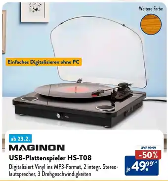 Aldi Süd MAGINON USB-Plattenspieler HS-T08 Angebot