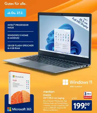 Aldi Süd medion E14223 (14") 35,5 cm Laptop Angebot