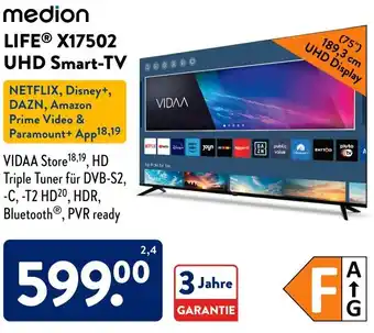 Aldi Süd medion LIFE X17502 UHD Smart-TV Angebot