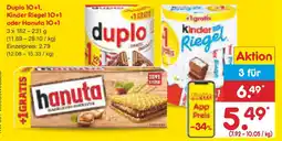 Netto Marken-Discount Duplo 10+1, Kinder Riegel oder Hanuta Angebot