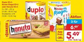 Netto Marken-Discount Duplo 10+1, Kinder Riegel oder Hanuta Angebot