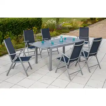 Netto Marken-Discount Merxx Tischgruppe Amalfi, 7-tlg. marineblau, Tisch 140/200 x 90 cm Angebot