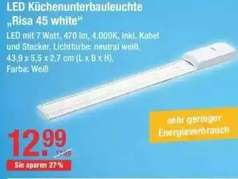 V Baumarkt Led Küchenunterbauleuchte „risa 45 White“ Angebot