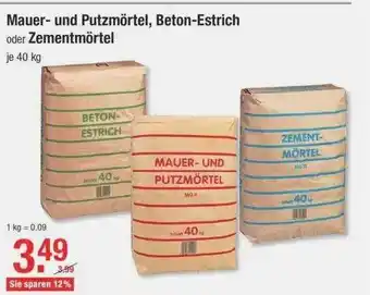 V Baumarkt Mauer- Und Putzmörtel, Beton-estrich Oder Zementmörtel Angebot