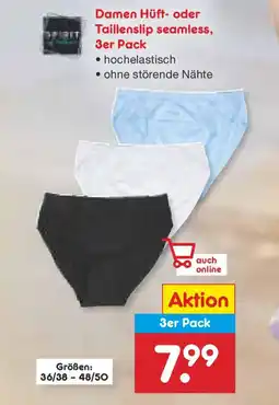 Netto Marken-Discount Damen Hüft- oder Taillenslip seamless, 3er Pack Angebot