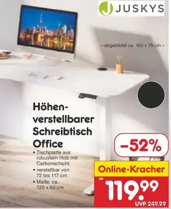 Netto Marken-Discount JUSKYS Höhen- verstellbarer Schreibtisch Office Angebot