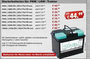 Stabilo Fachmarkt Stabilo Starterbatterien Für: Pkw Oder Lkw Oder Traktor Angebot