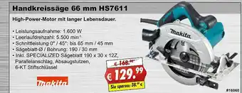 Stabilo Fachmarkt Handkreissäge 66mm Hs7611 Makita Angebot