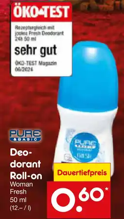 Netto Marken-Discount PURE & BASIC Deo- dorant Roll-on Angebot