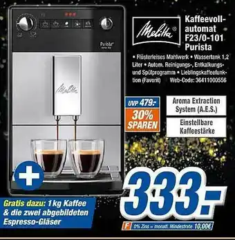 Expert Klein Melitta Kaffeevoll-automat F23-0-101 Purista Angebot