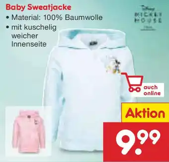 Netto Marken-Discount MICKEY MOUSE Baby Sweatjacke Angebot