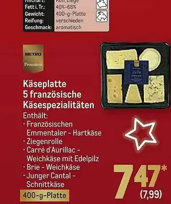 METRO Käseplatte 5 Französische Käsespezialitäten Angebot