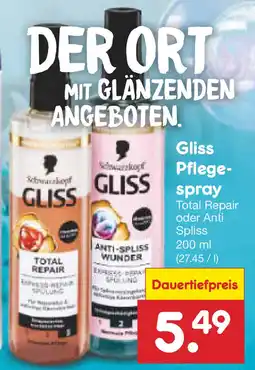 Netto Marken-Discount Gliss Pflege- spray Total Repair oder Anti Spliss Angebot