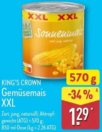 Aldi Nord KING'S CROWN Gemüsemais XXL Angebot