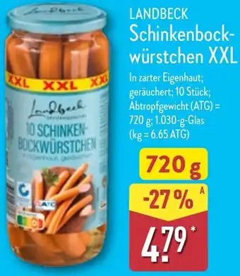 Aldi Nord LANDBECK Schinkenbockwürstchen XXL Angebot