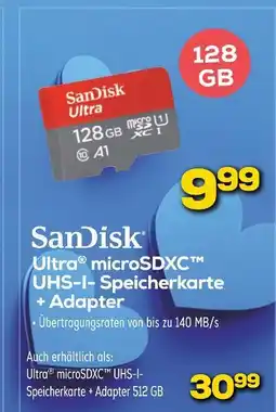 Euronics Sandisk ultra microsdxc uhs-i speicherkarte + adapter Angebot