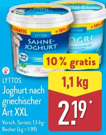 Aldi Nord LYTTOS Joghurt nach griechischer Art XXL Angebot