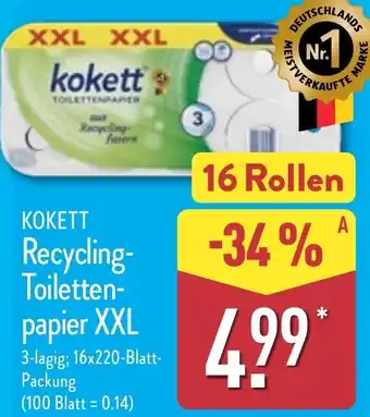 Aldi Nord KOKETT Recycling Toilettenpapier XXL Angebot