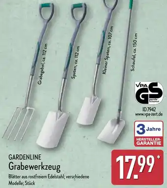 Aldi Nord GARDENLINE Grabewerkzeug Angebot