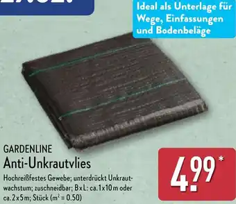 Aldi Nord GARDENLINE Anti-Unkrautvlies Angebot