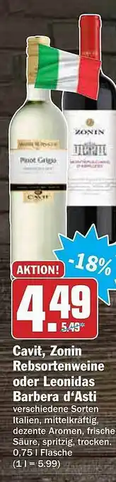 AEZ Cavit, Zonin Rebsortenweine Oder Leonidas Barbera D'asti Angebot