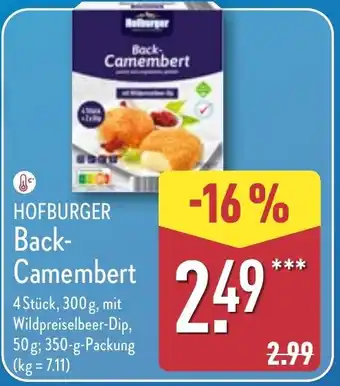 Aldi Nord HOFBURGER Back Camembert Angebot