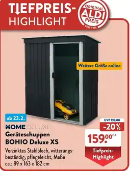 Aldi Nord HOME DELUXE Geräteschuppen BOHIO Deluxe XS Angebot