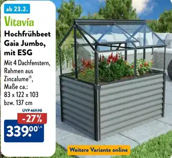 Aldi Nord Vitavía Hochfrühbeet Gaia Jumbo, mit ESG Angebot