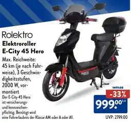 Aldi Nord Rolektro Elektroroller E-City 45 Hero Angebot