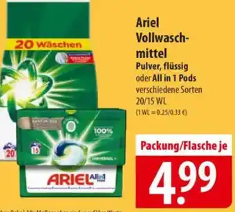 Famila Nord Ost Ariel Vollwasch- mittel Pulver, flüssig Angebot