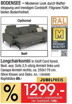 Zurbrüggen RAL M Gesamtpreis Longchairkombi inkl. Kopfstütze 1388.- Angebot