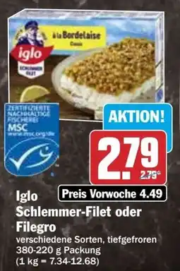 Hit Iglo Schlemmer-Filet oder Filegro Angebot