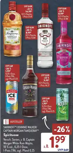 NETTO SMIRNOFFTM/JOHNNIE WALKER/ CAPTAIN MORGAN/TANQUERAY Spirituose Angebot