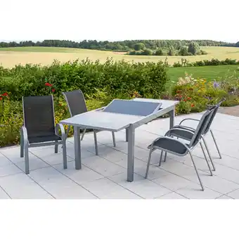 Netto Marken-Discount Merxx Tischgruppe Amalfi, 5-tlg. ca. 140/200 x 90 cm, schwarz Angebot