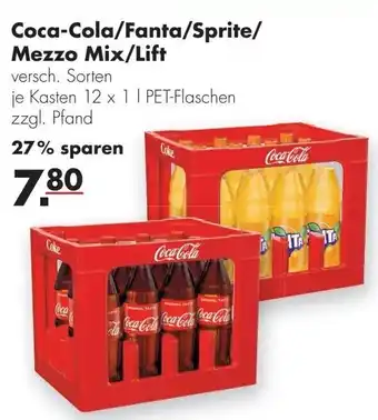 Handelshof Coca Cola , Fanta, Sprite, Mezzo Mix oder Lift 12x1L Angebot