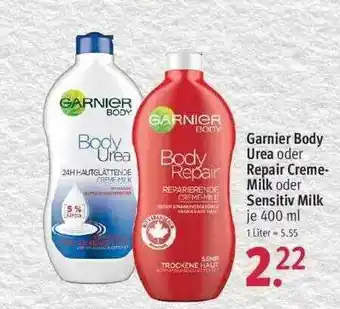 Rossmann Garnier Body Urea Oder Repair Creme-milk Oder Sensitiv Milk Angebot