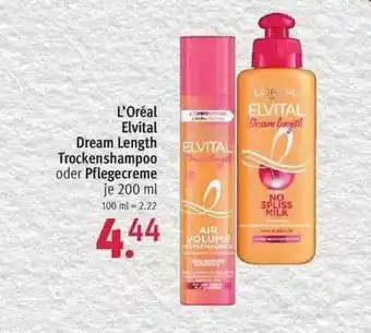 Rossmann L'oréal Elvital Dream Length Trockenshampoo Oder Pflegecreme Angebot