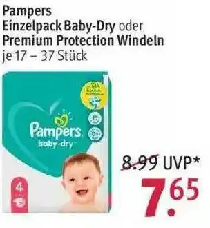 Rossmann Pampers Einzelpack Baby-dry Oder Premium Protection Windeln Angebot